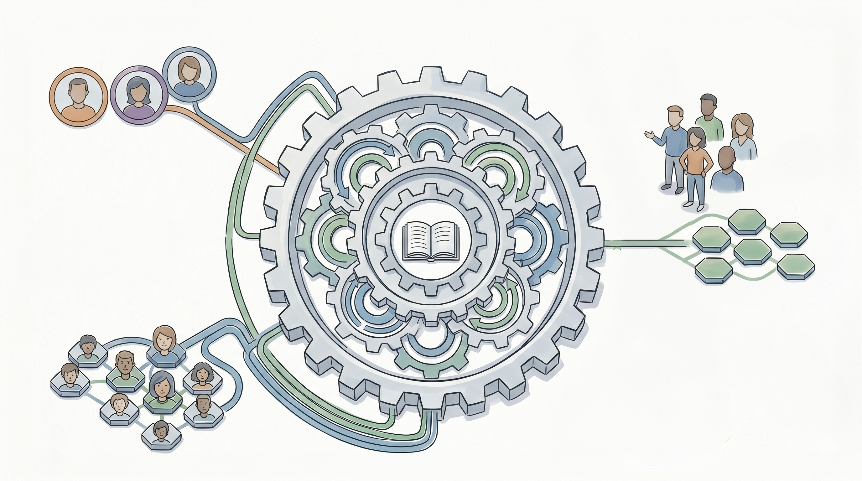 Illustration of stakeholder alignment around governance, documentation, and shared decision-making